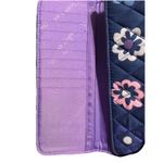Vera Bradley Retired Floral Quilted Cotton Trifold Wallet Navy Purple Lining EUC Photo 4