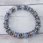 Vintage Stretch Bracelet Blue & Dark Silver Tone/Grey Photo 0