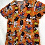 Disney 5 for $25| 's Bride of Mickenstein Halloween Orange Minnie & Mickey Scrub Photo 1