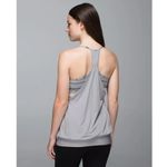 Lululemon No Limits Light Gray Caymen Draped Stripe Yoga Sports Bra Tank Top 6 Photo 1
