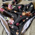 Cupshe Black Floral Tie Front High Waisted Bikini Two Piece Swimsuit Size Large Photo 3