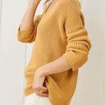 Jenni Kayne Fisherman Organic Cotton V Neck Knit Sweater in Mustard Size Medium Photo 1