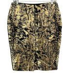 Escada Pencil Skirt US 4 Black Gold Linen Silk Blend Brocade Abstract Glamour Photo 3
