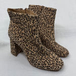 Gianni Bini  Leopard Print Ankle Boots Size 9.5M Block Heel Leather Upper‎ Photo 0