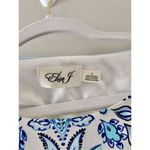 Eliza J  Paisley Dress Size 2 Navy White Porcelain Shift Boat Neck 2/4 Sleeve Photo 6