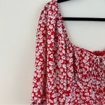 Showpo. Red and White Ditsy Floral Red Dress Midi Slitted Dress Size 16 Photo 3