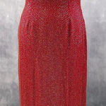 Scala  Womens Beaded Gown Large Silk Crystal Rhinestone Red Carpet Mermaid Glam Photo 0
