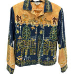 Vtg Sandy Starkman Tie Dye Embroidered Elephant Boho Jacket L‎ Artsy Boho Hippie Yellow Size L Photo 0