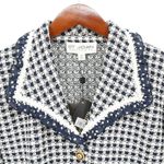 NWT St. John Collection Navy White Check Knit Jacket Soutache Polka Dot Trim 10 Blue Photo 5