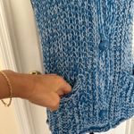 ZARA Woman’s Loose Knit Blue Sweater Vest with Big Blue buttons, Sz L Photo 5