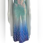 Giffniseti Sequined Formal Elegant Aqua and Blue Evening Gown Size Large Photo 3