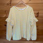 Old Navy yellow striped ruffle sleeve sweater Photo 1