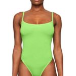 SKIMS  Bodysuit Women Small Neon Green Cotton Logo Snap Close Sexy Colorful‎ Photo 0