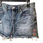 BLANK NYC Blue Jean Hiker Embroidered Distressed Shorts Size 30 Photo 1