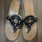 Jack Rogers  Georgica Gold and Navy leather Sandals size 6 Photo 0