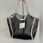 Victoria's Secret Victoria’s Secret black Mesh Tote With gold trim 14” x 13” Beach Or shopping Photo 0