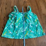 Lands' End Womens Green Palm Frond Underwire Tankini Swim Suit Top Plus Size 16W Photo 6