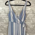 Lulus Sunny Shores Light Blue Striped Tie-Front Culotte Jumpsuit Photo 5