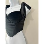 Petal + Pup Black Velvet Corset Top Sweetheart Tie Shoulder Women's Medium Photo 2