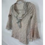 Fairy Whimsical Milkmaid Prairie Blouse Women XSmall Beige Ruffle Ethereal Boho Size XS Photo 6