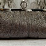 Lulu Townsend Silver Shimmer Evening Bag Jeweled Clasp Glamour Girly Christmas Photo 7