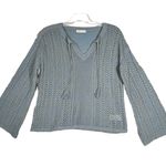 Frye & Co Sweater Womens Large Open Knit Fairy Casual Boho Peasant Fairy Ballet Blue Photo 0