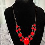 Elegant Red Statement Necklace Teardrop 19” Photo 4