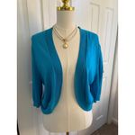 CHAPS  Marine Turquoise Blue Open Front Shrug Sweater XL Photo 1