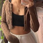 Brandy Melville Brown Cropped Knit Sweater Photo 0