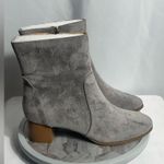 Journee Collection Gray Suede Ankle Boots WD11 Block Heel Side Zip Booties Photo 1