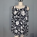Inc international  Concepts Cold-Shoulder Black White Floral top Sweater large Photo 2