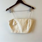 ZARA  ECRU Beige FAUX LEATHER CROP TOP Spaghetti Straps Size Medium NEW Photo 3