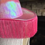 Vibrant Pink Western Hat with Fringe Trim Photo 6
