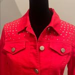Allison Daley Red Studded Denim Jacket super cute like new Photo 1