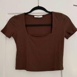 TALULAH $36 New  Square neck Ribbed Crop Tee - Brown - Large Photo 0