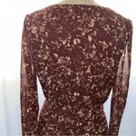 Sage Save The Label Aura Beige/Brown Base Abstract Print Ruched Long Sleeve Dress-M Photo 7