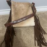 Fringe Cowhide Crossbody Purse Brown Photo 2