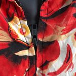 Vintage Red Floral Jacket Silk Full Zip Elegant Bomber Size L Photo 2