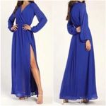 Lulus  Wondrous Water Lilies Royal‎ Blue Maxi Dress XL NWT Photo 8