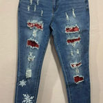 Jeans Wear Christmas Snowflake Distressed Denim Skinny Jeans size small Blue Photo 0