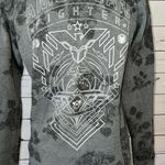 American Fighter Sweatshirt Small Gray long sleeve Floral rose Gray Pullover MMA Photo 7