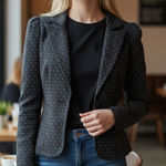 Diane Von Furstenberg  Vintage Polka For Lace Ruffle Blazer Y2k size 6 Photo 0