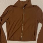 Brown Y2K Cropped Polo Zip Up Jacket Size XS Photo 1