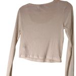 Divided  H&M White Long Sleeve‎ Ribbed Bow   Cropped Shirt Tee Women’s Medium Photo 1