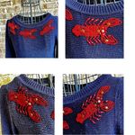 Talbots  Beaded Lobster Sweater Petite Small? Navy Beach Maine Islands Cr… Photo 2