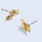 House of Harlow  1960 Knotted Small Pale Gold Stud Metallic Earrings NEW Photo 1
