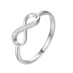 Sterling Silver SIZE 8 925  Infinity Love Cubic Zirconia Ring Photo 0