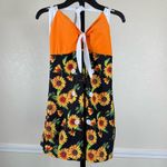 Retro Floral One Piece Swimsuit Halter Skirted Boyshort Pin Up Swimsuit XL Black Orange Photo 2