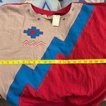 Vintage 80s Aztec southwestern colorblock embroidered windbreaker batwing blouse Red Size M Photo 7