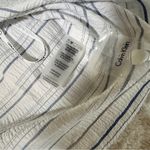 Calvin Klein  Size M White Blue Striped Top NWT Back Buttons Business Casual Chic Photo 9
